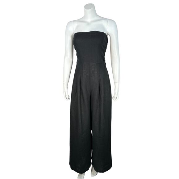 Faithful the Brand Alegrias Strapless Linen Jumpsuit Size 8 Black Vacation Beach - Picture 1 of 13